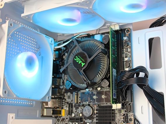 ASC TECHNOLOGY Gaming PC Computer Tower, i7, 8GB RAM, GTX 750 4GB, 256GB SSD + 500GB HDD, 500W 80+ PSU, White 9 Fan Glass RGB Case, WiFi, Windows 11 – High Performance Gaming Setup
