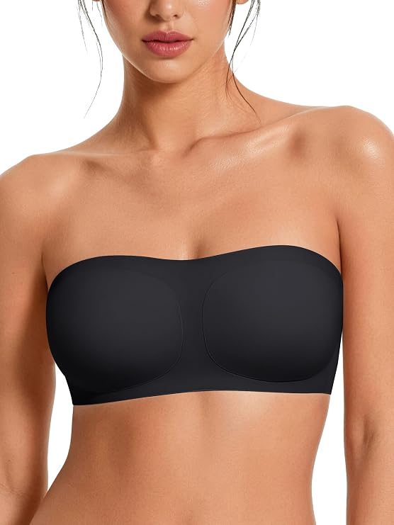 Strapless Bras for Women No-Slip Bandeau Push Up Wireless Comfy Seamless No Underwire Padded Jelly Tube Top Bra