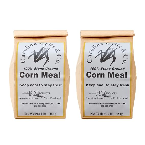 Carolina Grits Company Stone Ground Medium Grind - Chef Grade non-GMO Cornmeal 2 Pack, 32 ounces