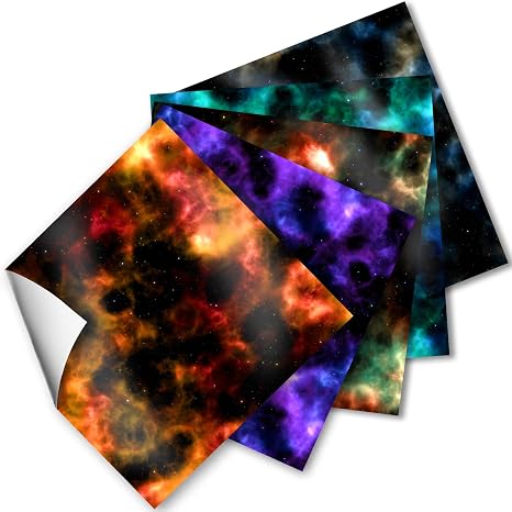 Cricut Vinyl Squares |12 x 12-Inch| Galaxy Space Patterned Sheets for Design Transfers DIY Crafts, Scrapbooking - Glitter Vinyl Permanent Adhesive Decorative Supplies for Decals & Signs