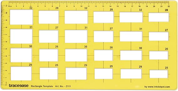 Traceease Geometric Drafting Rectangle Template Drawing Stencil, Designing Measuring Ruler