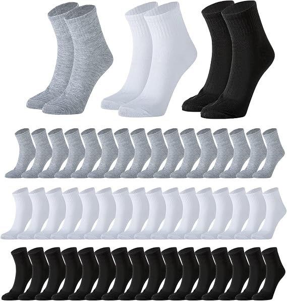 Sophproton 120 Pairs Mens Quarter Ankle Socks Athletic Moisture Casual Sports Socks Bulk Pack for Homeless Unisex Men Women