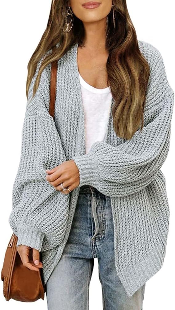 Chunky Cardigan Sweaters for Women Lightweight Oversized Long Open Front Cardigan Soft Cable Knit Sweater Jacket Coat