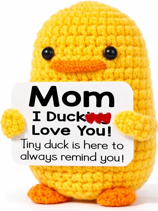 MBL Mom Birthday Gifts from Daughter - Funny Gifts for Mom Birthday Christmas Mother's Day from Daughter Son, Small Cute Crochet Duck for Mother Mama Mommy I Duck Love You Christmas Stocking Stuffers
