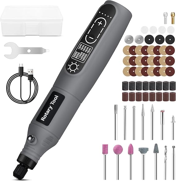 Mini Cordless Rotary Tool, 5-Speed 3.7V USB Rechargeable Rotary Tool Kit with 68 Accessories Multi-Purpose Power Tool for Sanding, Polishing, Drilling, Engraving, DIY Crafts & Home Projects