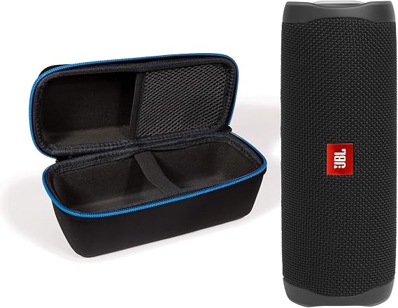 JBL Flip 5 (Black) + Bundle with divvi! Protective Hardshell Case