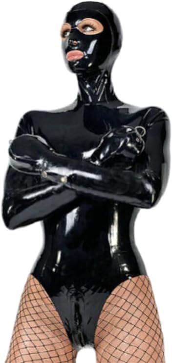 Women's Latex Rubber Swimsuit with Hood and Gloves Cosplay