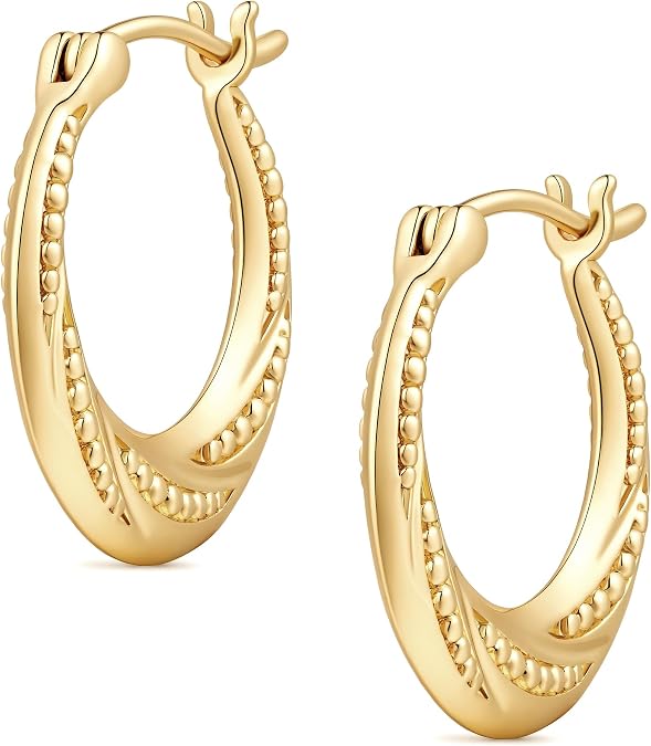 SPACMAG 14K Gold Earrings for Women Gold Hoop Earrings for Women 22/25mm