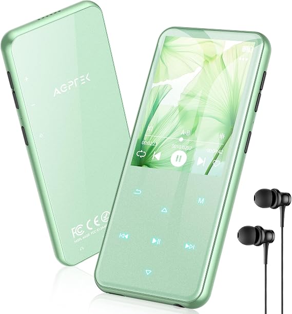 AGPTEK 64GB MP3 Player with Bluetooth, M3 2.4'' Player with Speaker Green