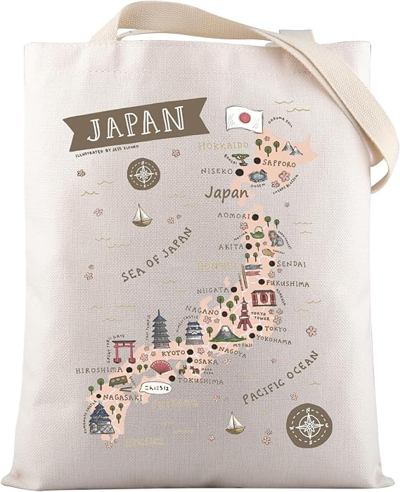 VAMSII Japanese Landmarks & Animals Lover Tote Bag - Tokyo Souvenir