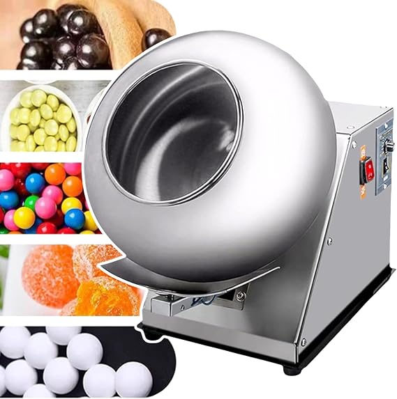 Automatic Tablet Coating Machine | Chocolate Panning Machine |Coater 2-5kg/H Chocolate Coating Polishing Machine| Coater| Sugar Ball Coating Drying Machine-Pot Diameter 300mm,Silver
