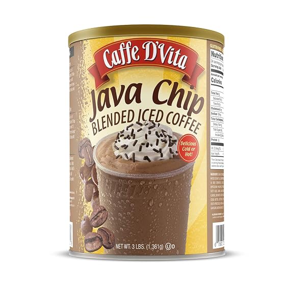 Caffe D'Vita Java Chip Latte Blended Ice Coffee Mix, Gluten Free - 3 Lb Can