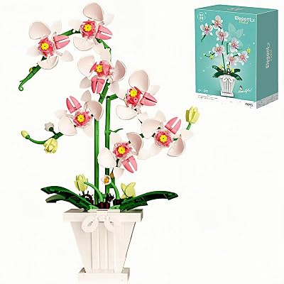 Orchid Flower Bouquet Set Compatible with Lego, Orchids Flowers Set with Vase for Adults, Teen Girls, 718 PCS Orchid Artificial Plant for Mothers Day, Valentine, Birthday
