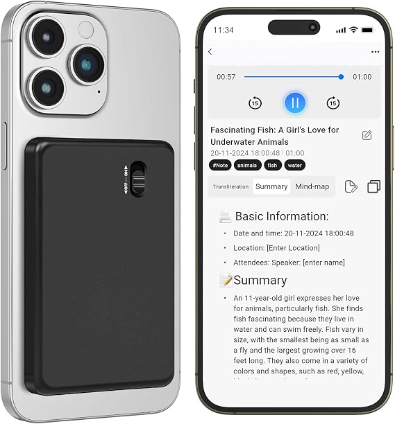 64GB Digital Voice Recorder Recording Device: Audio with Playback Perfect for Meetings Lectures, EVISTR Magnetic Call Recorder, 55 Hours Continuous & 400 Capacity, Black (L027N64)