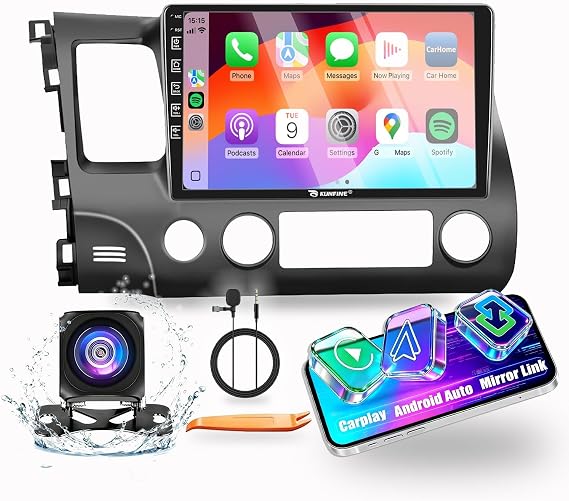 for Honda Civic 2006-2011 LHD Quad Core 2G+64G CarPlay Android Auto Navigation Android Stereo GPS Radio Reverse Camera Display 10" IPS Touchscreen Headunit Tablet Pad Media Player