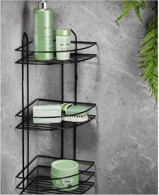 48 Cm 3 Katlı Banyo Köşeliği Düzenleyici Şampuanlık Paslanmaz Metal Köşelik Duş Rafı, aygl161320092025-M3B2K2