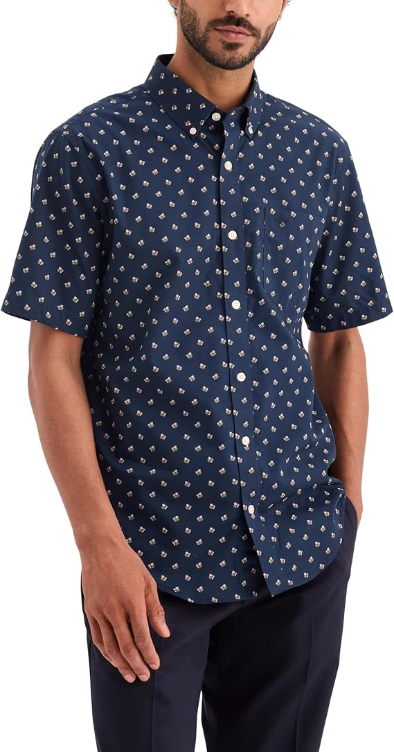 Dockers Men's Signature Shirt Short Sleeve Classic Fit with Stain Defender