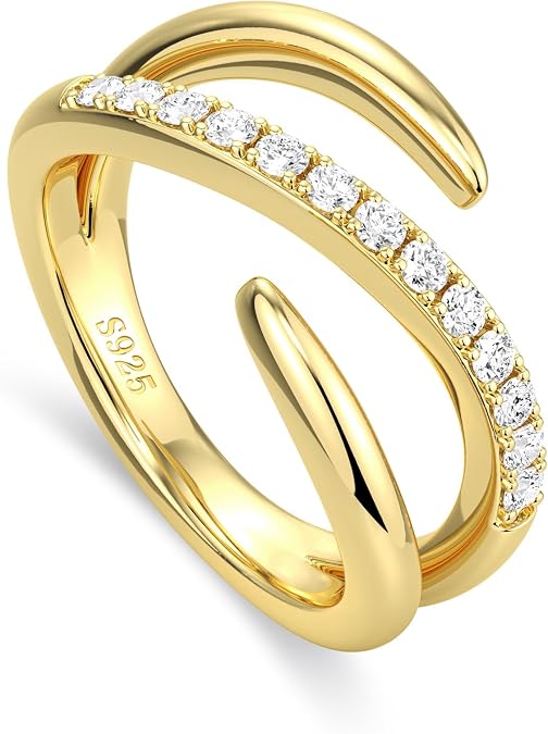 MOOSEA Twist Moissanite Rings for Women, Moissanite Wedding Band Wrap Ring