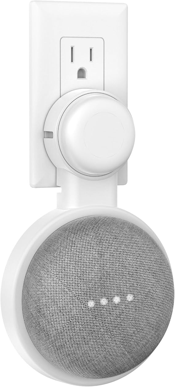 HomeMount 壁マウント Google Home MiniまたはGoogle Nest Mini第2世代用 省スペースコンセントホルダーアクセサリー Google Mini Voice Assistant用 ホワイト