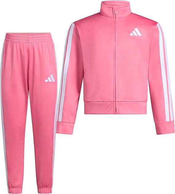adidas Girls 3 Stripe Tricot Track Set