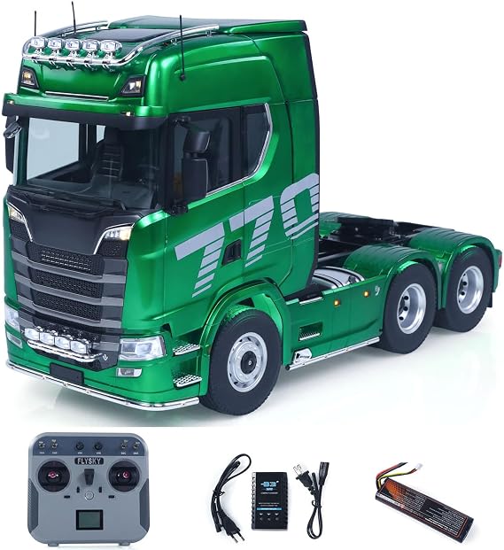 RTR 1/14 Romote Control Tractor Truck 770S 6 * 6 2Speed RC Lorry Car Axle Locks Openable Door Lights Sounds Smoke Unit Hobby Grade Model for Ages 14+