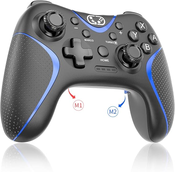 Switch コントローラー 2025アップグレード Switch2 コントローラー Sungale スイッチ プロコン 自動連射/連射ホールド 背面ボタン付き マクロ機能 Bluetooth5.0接続 6軸ジャイロセンサー 10時間連続使用 連射コン Switch1/2/PC/iOS13.0+/Android対応 日本語取扱説明書付き ブラック＋ブルー