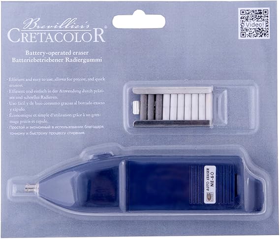 Cretacolor Battery-Operated Eraser & Refills, None, White