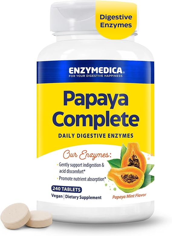 Enzymedica Papaya Complete - Papaya Enzymes Chewable - 120 Tablets | Digestive Enzyme Supplement for Women and Men, Digestion & Gut Health