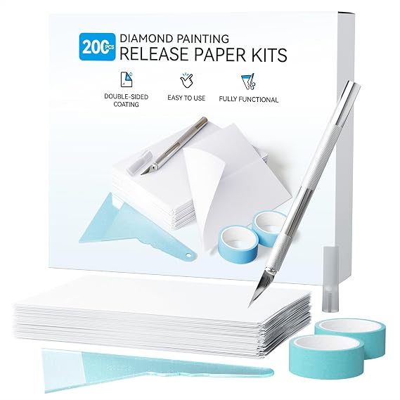 ARTDOT 200-Piece Double-Sided Non-Stick Release Paper for Diamond Art Kits for Adults, 15x10 cm Thickened Cover Replacement Sheets as Diamond Painting Accessories and Tools