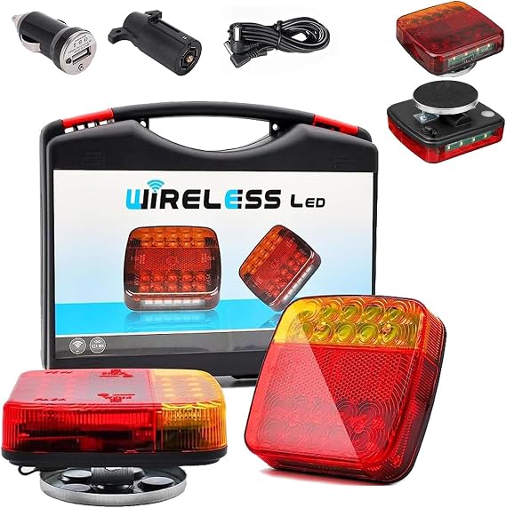 Wireless Trailer Lights Magnetic, 2025 New Magnetic Wireless Tail Lights For Trailer, With Powerful Suction Base For Trucks, Boat, Rv, Vehicle