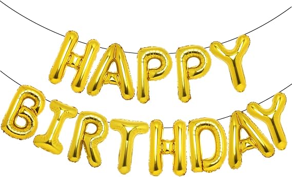 Accevo Gold Happy Birthday Balloons 16 Inch Mylar Foil Letters Balloons Happy Birthday Banner for Kids Child Adults Boys Girls Party Decorations Supplies