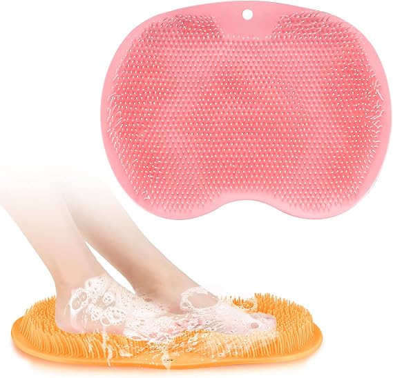 2-Pack Shower Foot Scrubber Mat Back Washer Back Exfoliating Bath Wash Pad