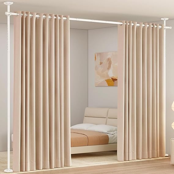 WELDUN Room Divider Curtain Rods, No Drill Damage Free Stand Curtain Rods,
