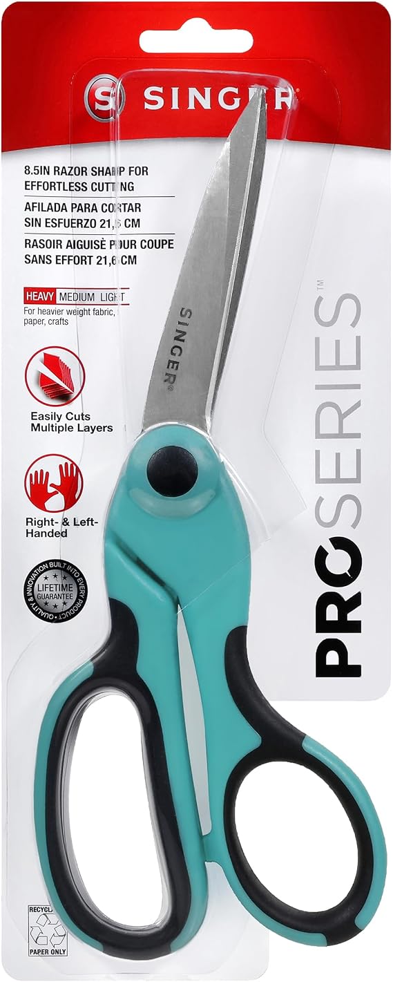 SINGER ProSeriesTM 8.5" Heavy-Duty Bent Fabric Scissors, Tailor Comfort Grip