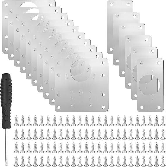 Cabinet Hinge Repair Plate, CYLBAQ 16PCS Stainless Steel Plate for Hinges