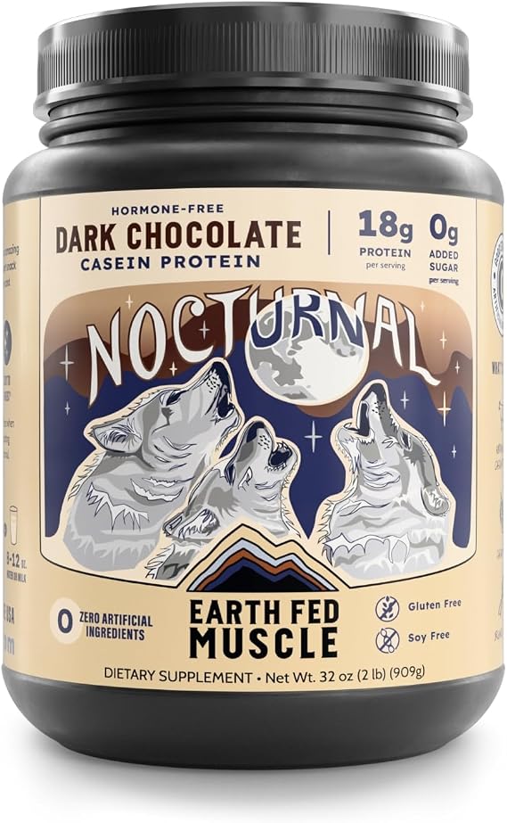 Earth Fed Muscle Nocturnal Casein Protein, Dark Chocolate, 23 Servings