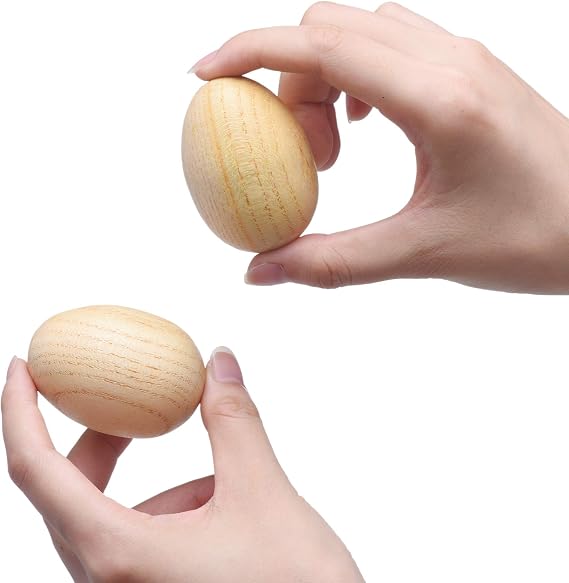 MIHEY 2 Pcs Wooden Egg Shakers, Natural Wood Percussion Musical Instrument