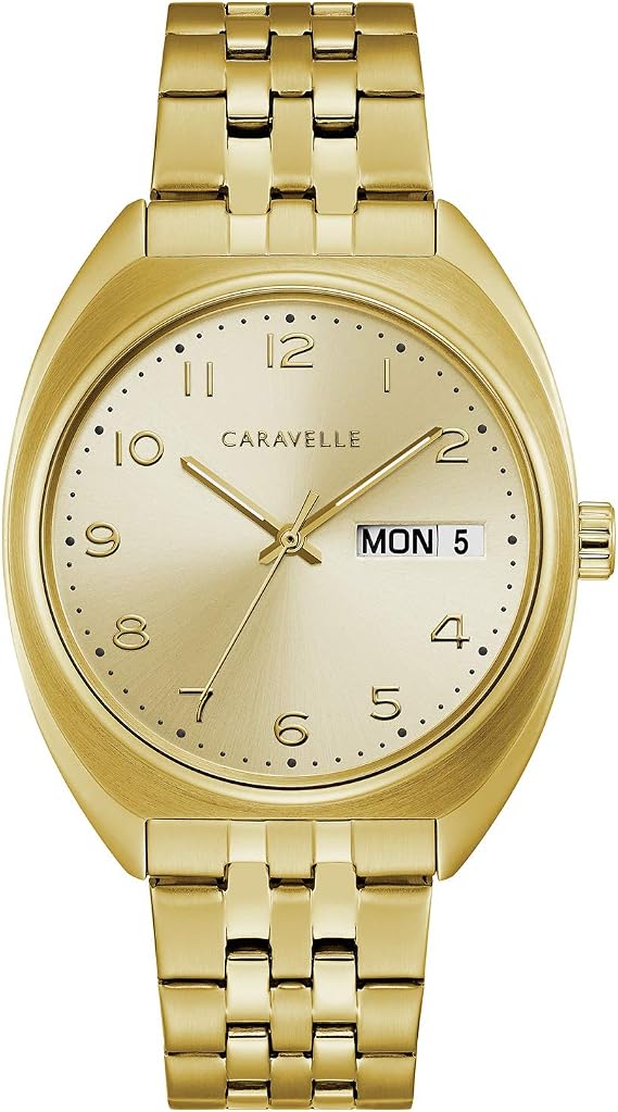 Caravelle by Bulova Retro Quartz Men's Watch, Stainless Steel , Gold-Tone (Model: 44C110)
