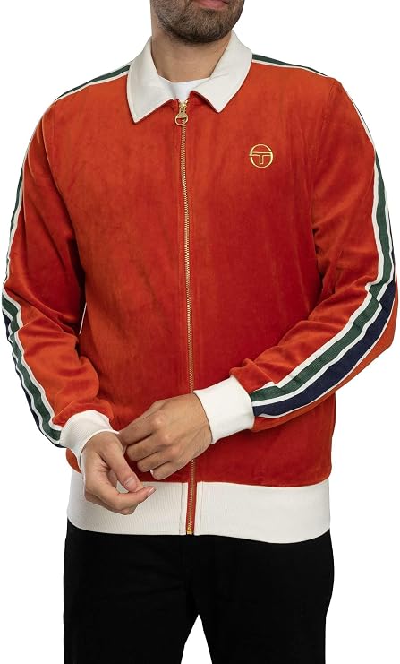 Sergio Tacchini Men's Monte Velour Track Jacket, Rooibos Tea/Gardenia
