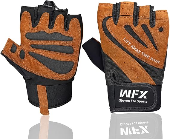 WFX Weightlifting Gym Gloves Fitness Workout with Wrist Wrap Support, Non-Slip Grip, Breathable, Padded Palm Protection Training Gloves for Men & Women, Ideal for Gym
