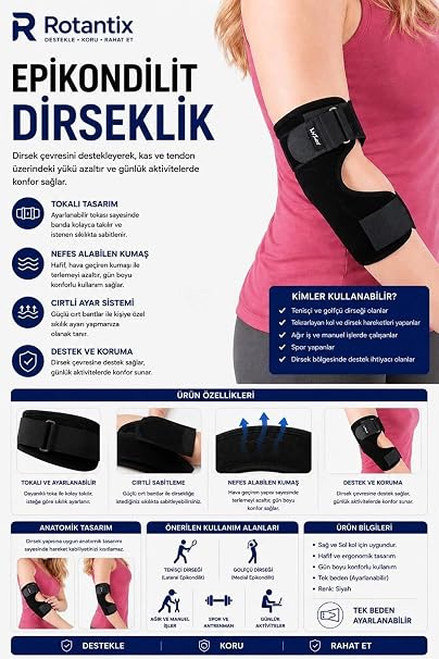 Epikondilit Dirseklik Tenisçi Dirseği Bandajı Ayarlanabilir