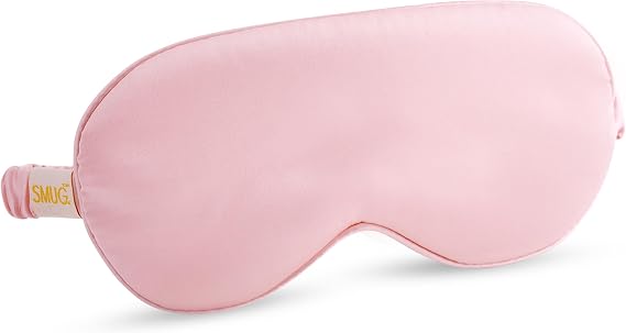 SMUG Satin Sleep Mask - Travel, Night Shift, Sleeping Eye Mask for Women & Men - Soft to Nourish Skin, Reduce Dark Circles - Deep Dream Sleep Aid Eye Cover to Block Out Light - Pink