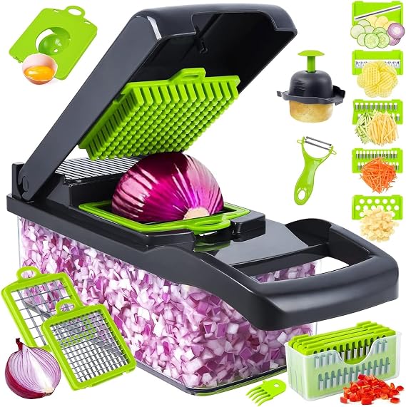 16-in-1 Vegetable Chopper, Mandoline Vegetable Slicer with Container