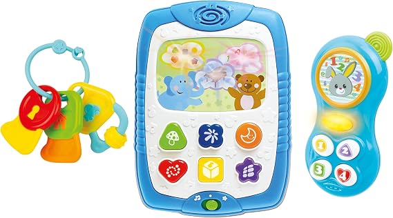 winfun Baby Light 'n Sounds 3-Piece Set Interactive Cell Phone, Keys & Remote with Lights, Sounds & Mirror Sensory & Motor Skill Development Toy for Infants & Toddlers, Gender Neutral Gift