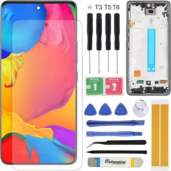LCD Screen Replacement for Samsung Galaxy A53 5G A536B A536U A536U1 A5360 A536E 6.5'' Display Assembly LCD Touch Screen Digitizer with Repair Tools Frame