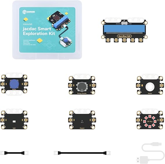 ELECFREAKS microbit Jacdac Smart Exploration Kit Micro:bit Sensor Starter Kit Plug and Code Electronics Module Unrestricted Connection Methods(Without Micro:bit)