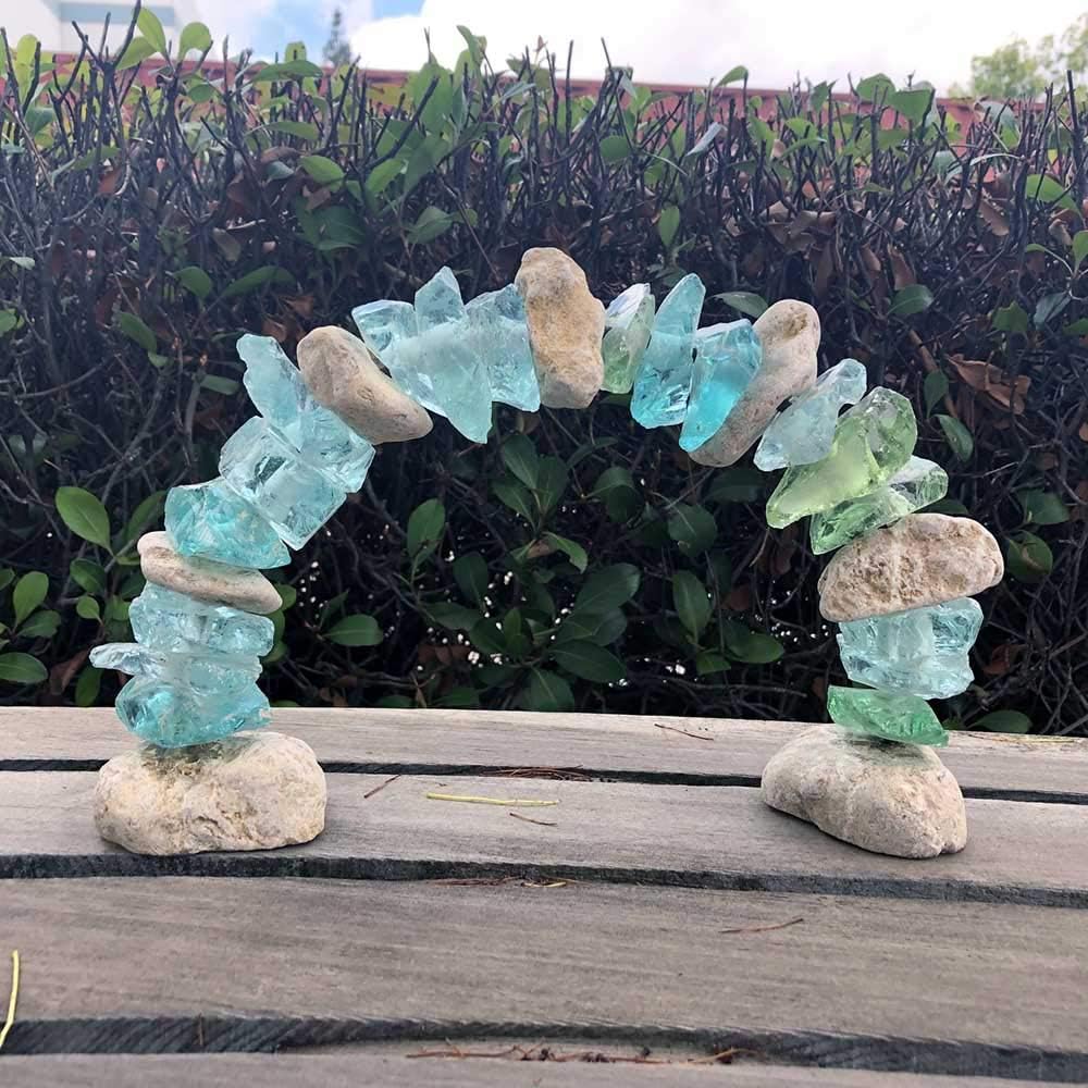 Glass and Stone Arch - Rock Cairn Inspired Decor for Home and Garden