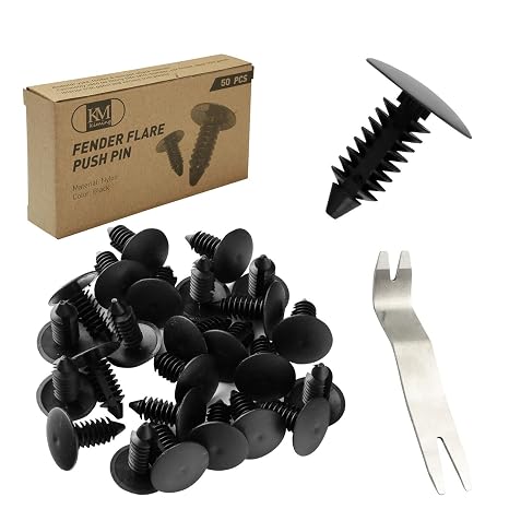50PCS Plastic Push Rivets 6.4mm Bumper Fastener Fender Clips Vehicle Auto Body Retainer + Fasteners Remover Tool