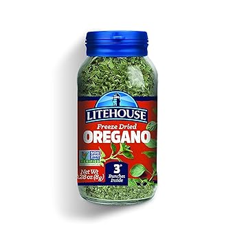 Litehouse Freeze Dried Oregano - Substitute for Fresh Oregano, Jar Equal to 3 Oregano Fresh Bunches, Organic, Oregano Seasoning, Non-GMO, Gluten-Free - 0.28 Ounce 6-Pack