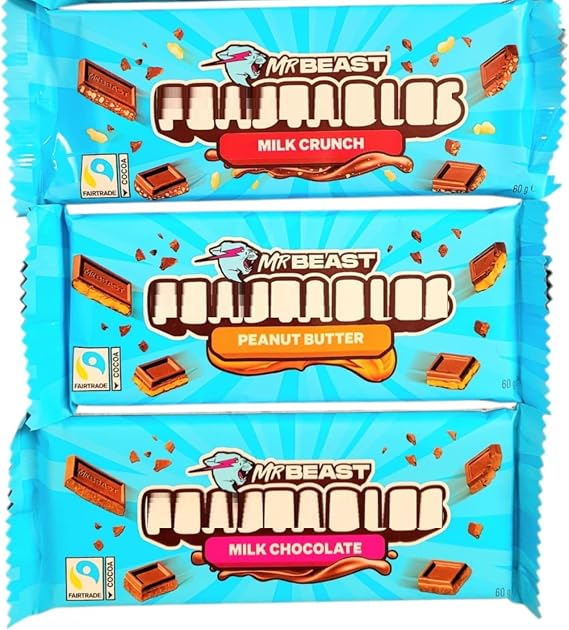 Beast Chocolate Bar Hamper Gift Box | 3 bars | 1x Milk, 1x Peanut Butter, 1x Crunch | BY INTERGALACTIC SWEETS